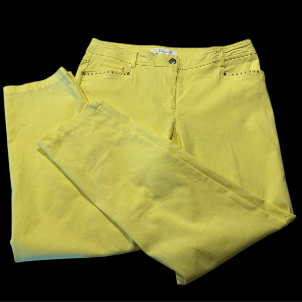 The 89th & Madison Ankle Length Yellow Studded Jeans